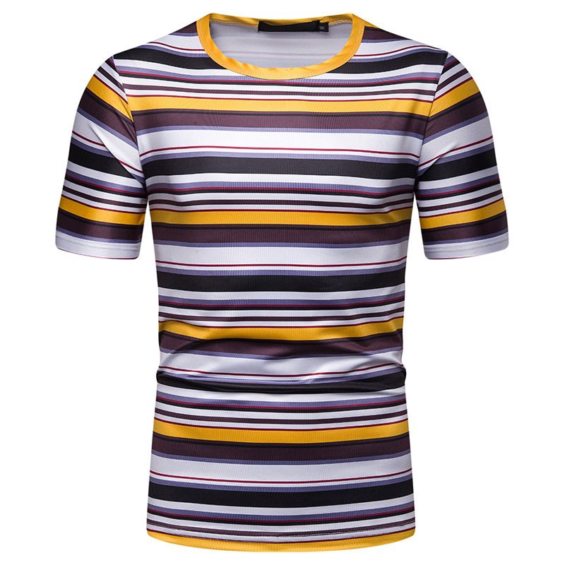 New summer men's short-sleeved T-shirt men's contrast striped slim casual t-shirt TX99